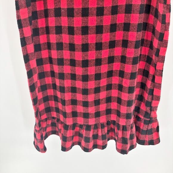 Nordstrom Pullover Dress Small Red Buffalo Plaid Short Sleeve Ruffle Trim NWOT - Picture 4 of 9